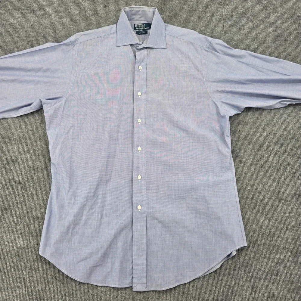 Polo Ralph Lauren Regent Classic Fit Shirt Mens 16 L Blue Micro Check LS